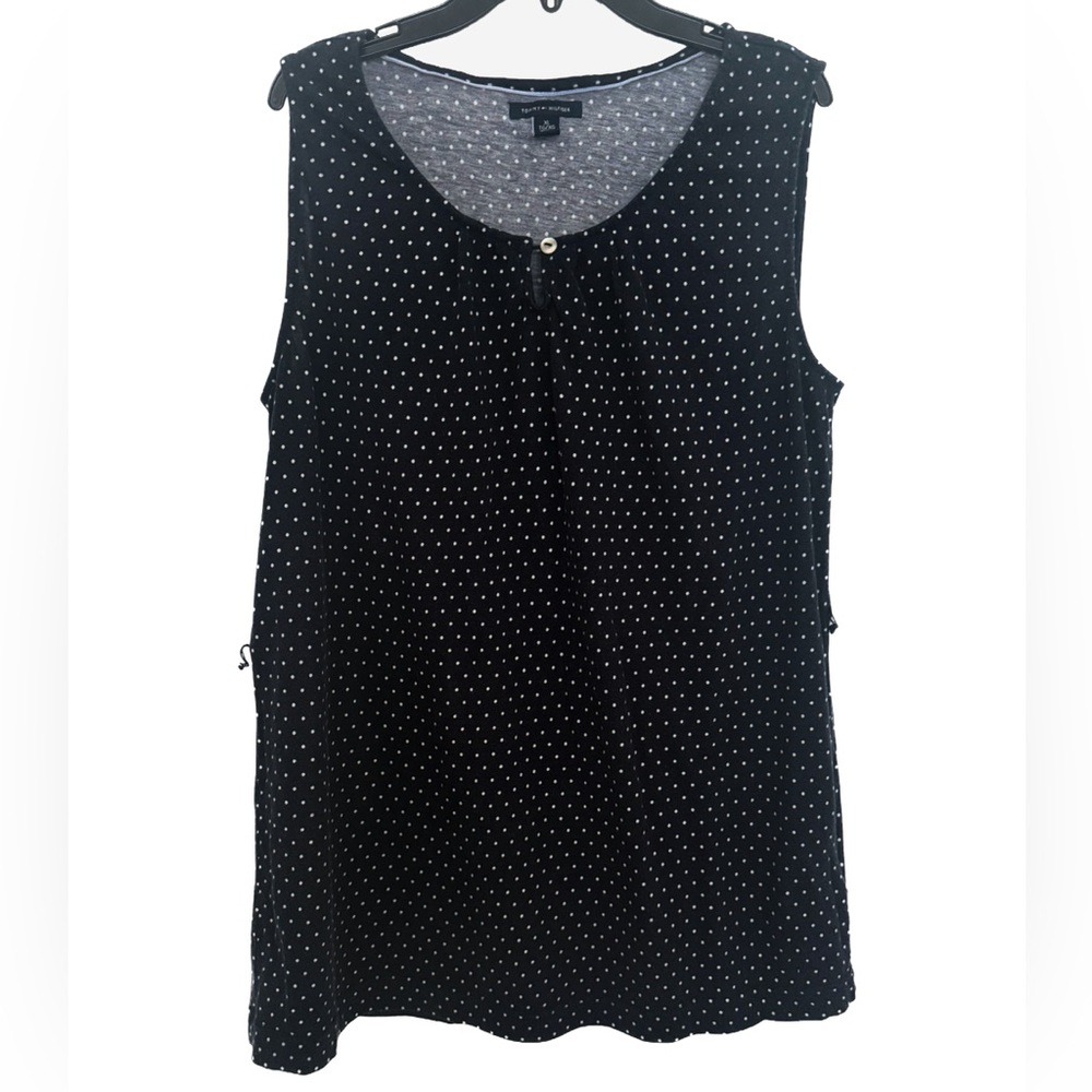 Tommy Hilfiger Navy and White Polka Dot Blouse